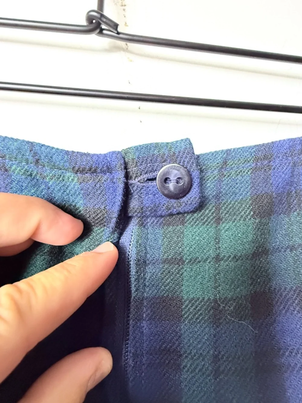 Pendleton Vintage Pure Wool Plaid Skirt Size 14 Midi Blue Green (L)